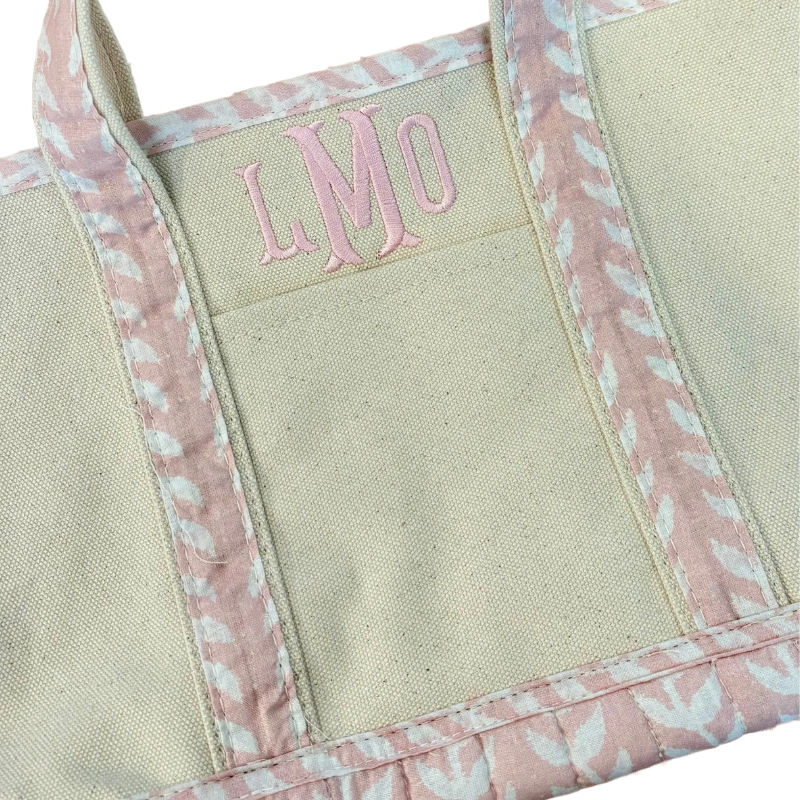 Pink Block Print Handy Open Tote