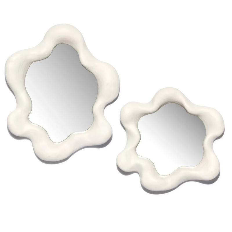 Wavy White Mirror Set