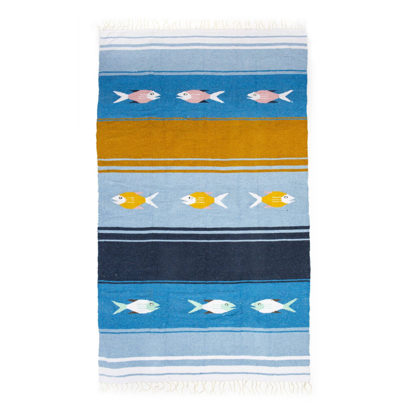 Blue Fish Picnic Blanket Roll