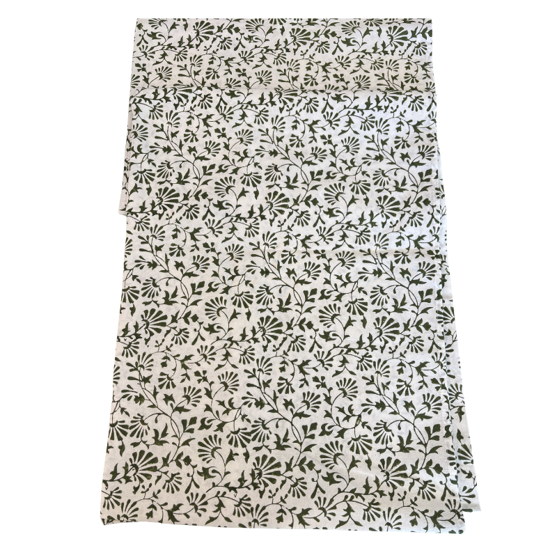 Trailing Florets Rectangular Tablecloth in Green