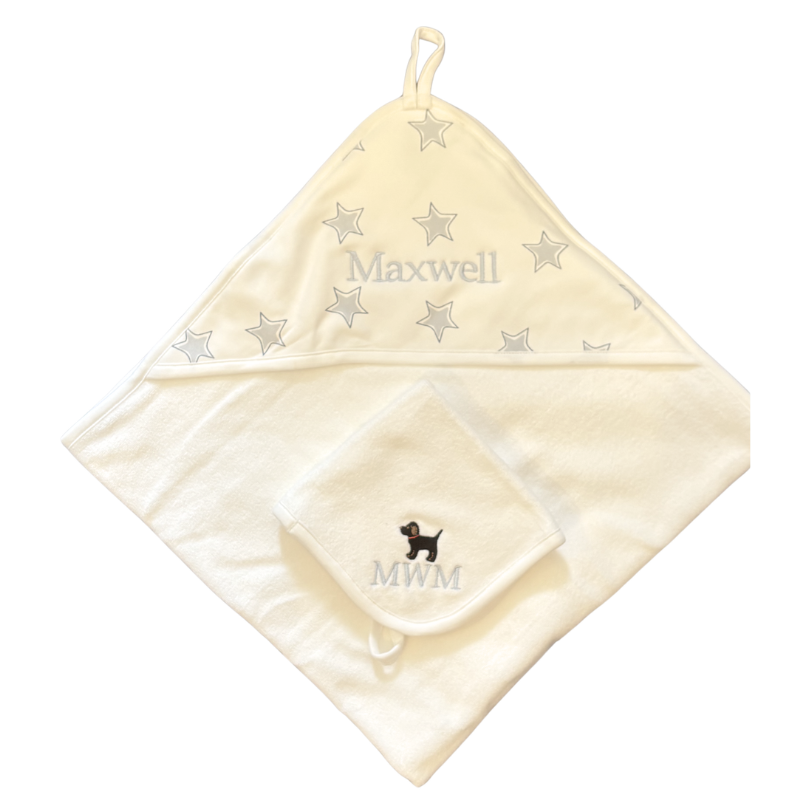 Blue Stars Hooded Towel Set