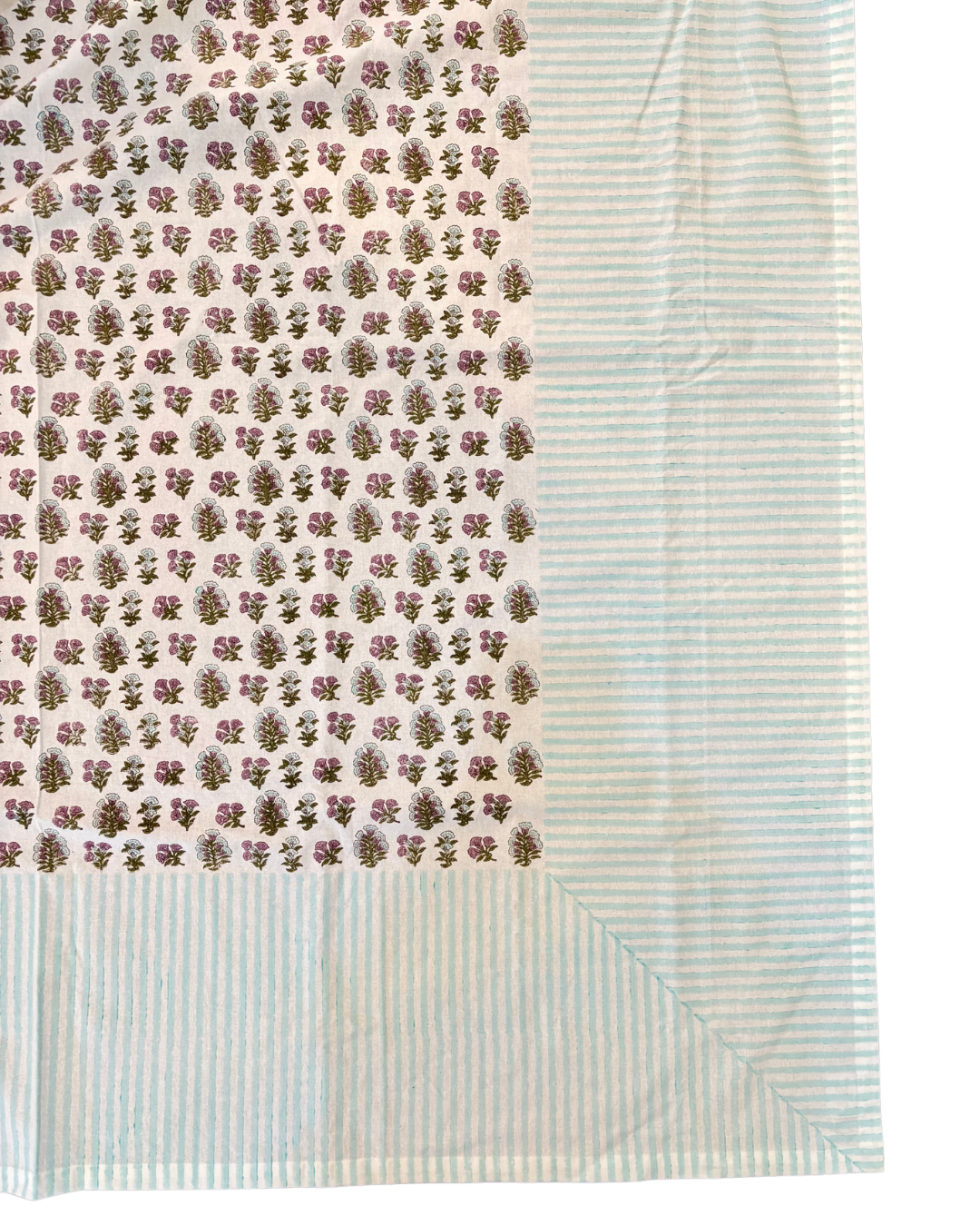 Madre Block Printed Table Cloth with Sky Border