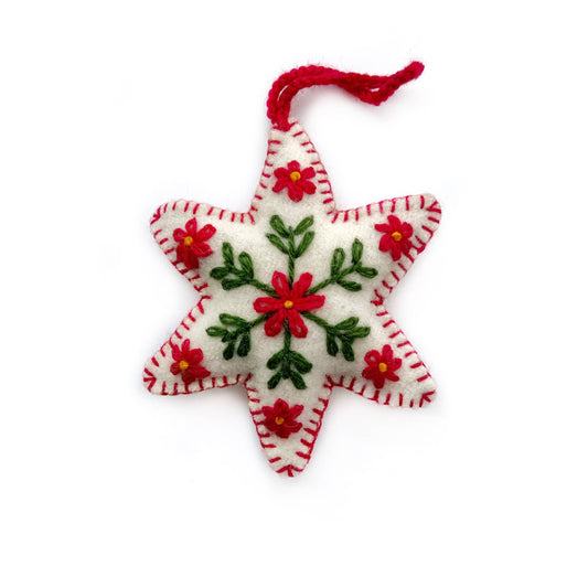 Star Embroidered Wool Ornament