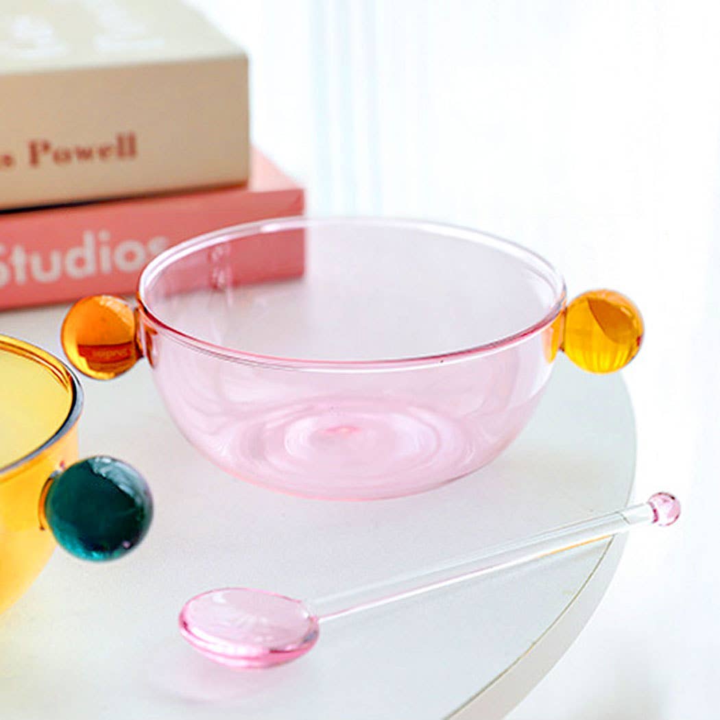 Lollipop Block Glass Bowl Pink & Amber