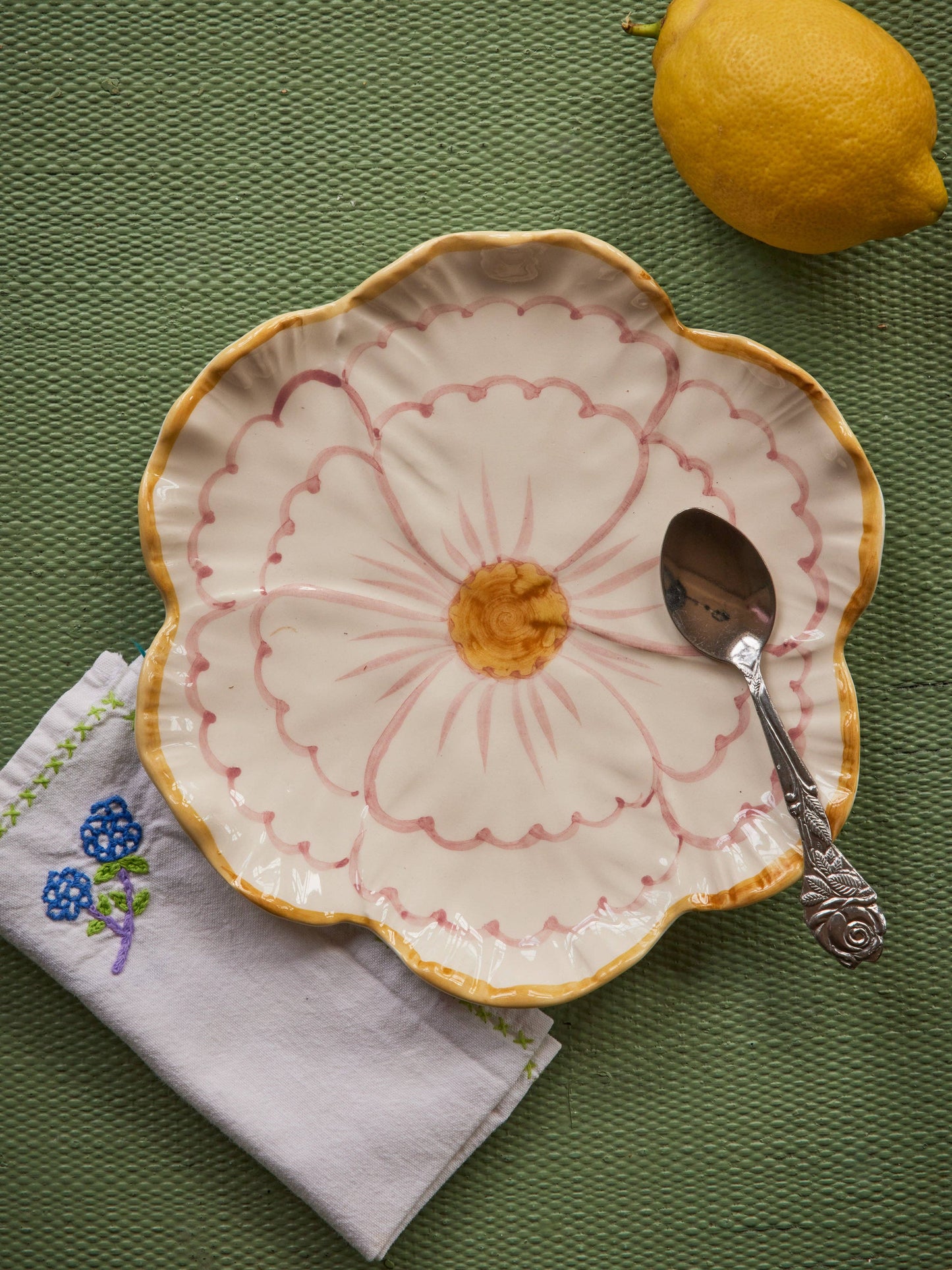 Pink and Yellow Flower Side Plate