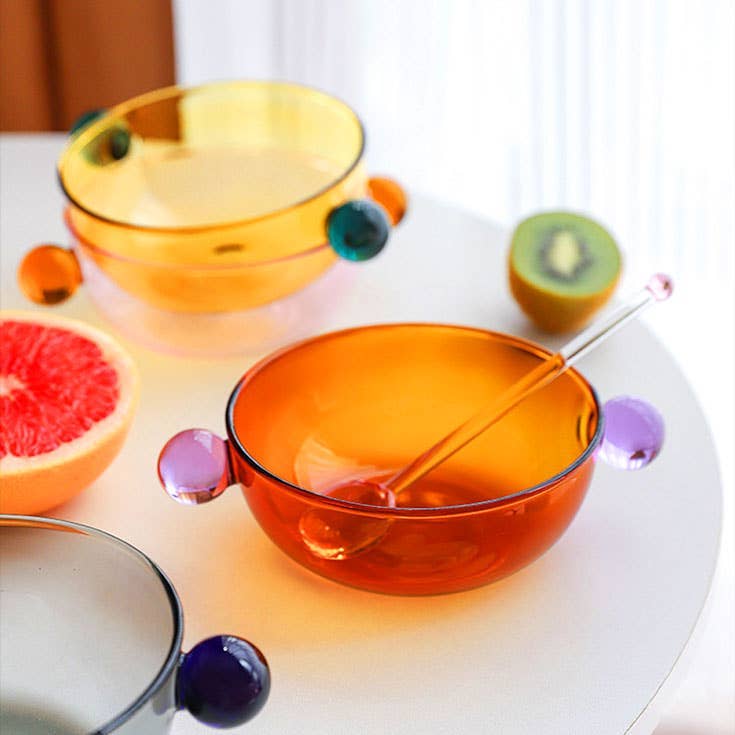 Lollipop Block Glass Bowl in Amber & Purple