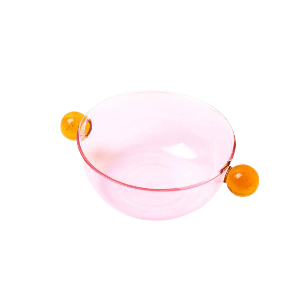Lollipop Block Glass Bowl Pink & Amber