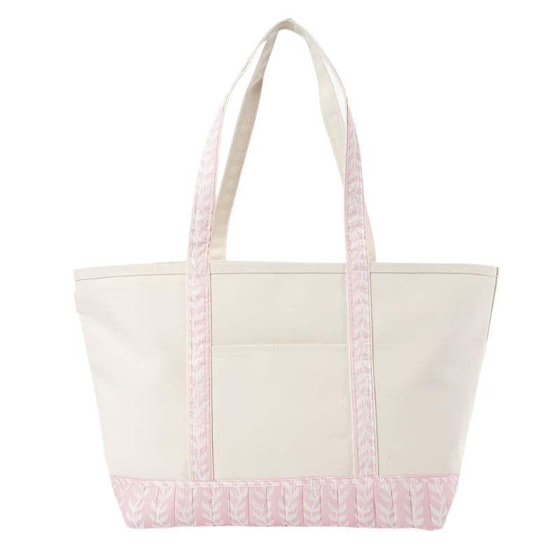 Pink Block Print Canvas Tote