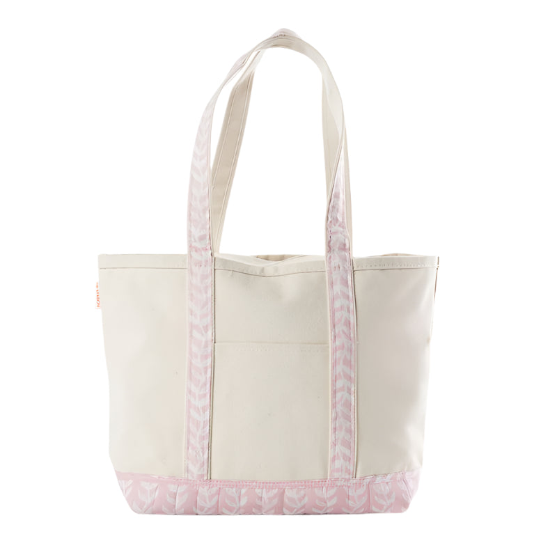 Pink Block Print Canvas Tote