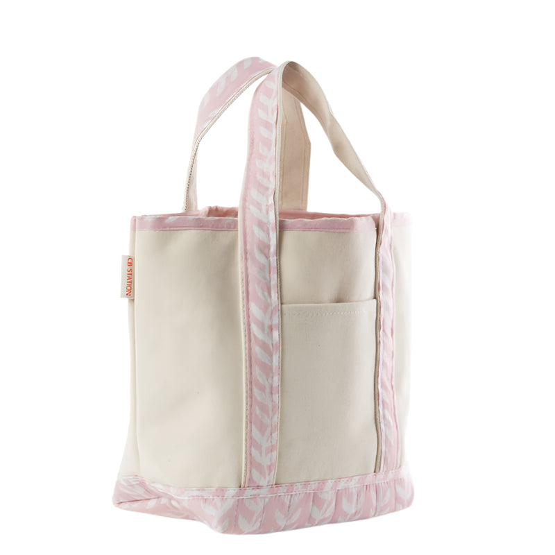 Pink Block Print Handy Open Tote