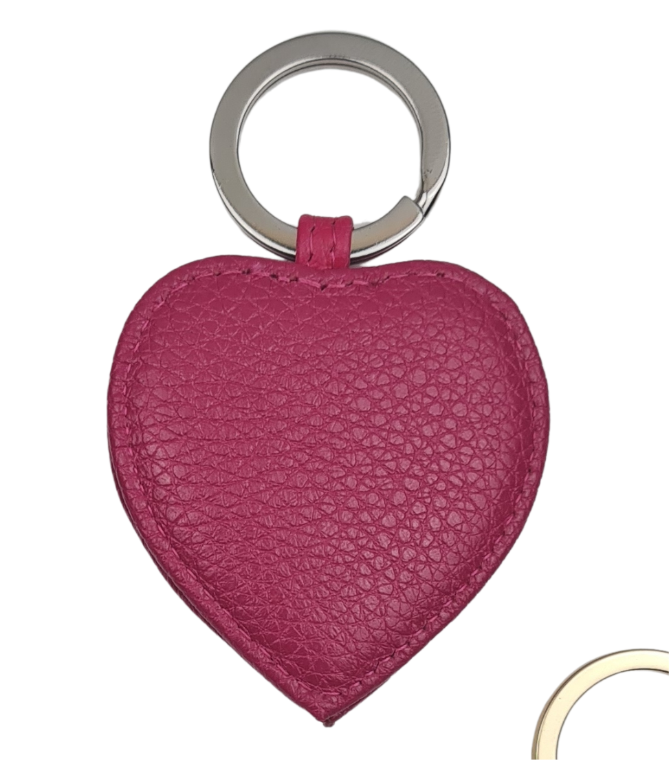 Magenta Leather Heart Key Ring