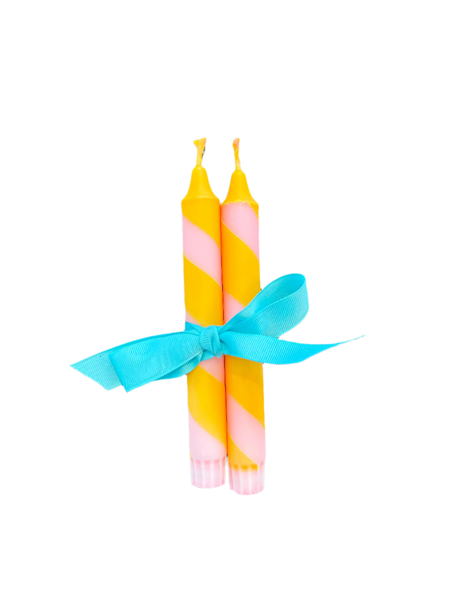 Peach & Yellow Taper Candles, Pair