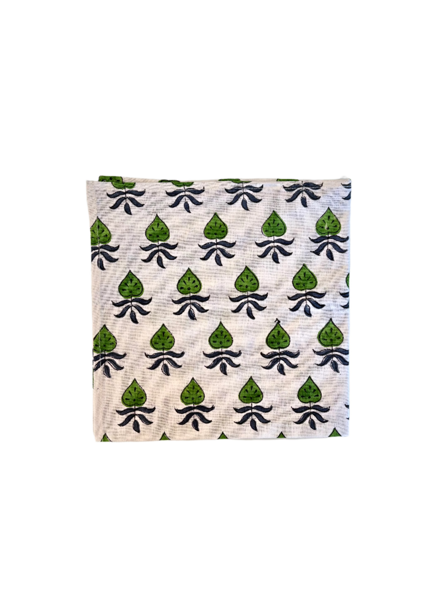 Blue and Green Handblock Print Cotton Table Napkins (Set of 4)
