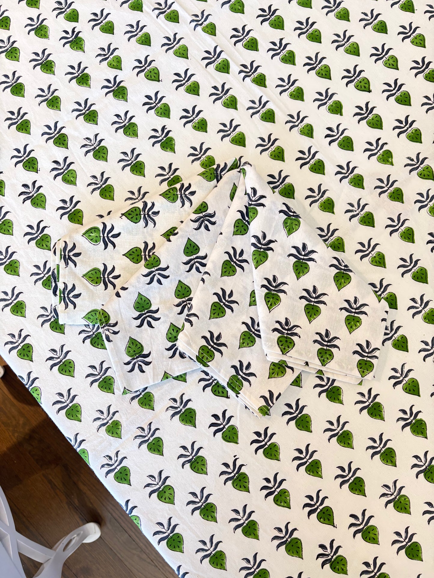 Blue and Green Handblock Print Cotton Table Napkins (Set of 4)