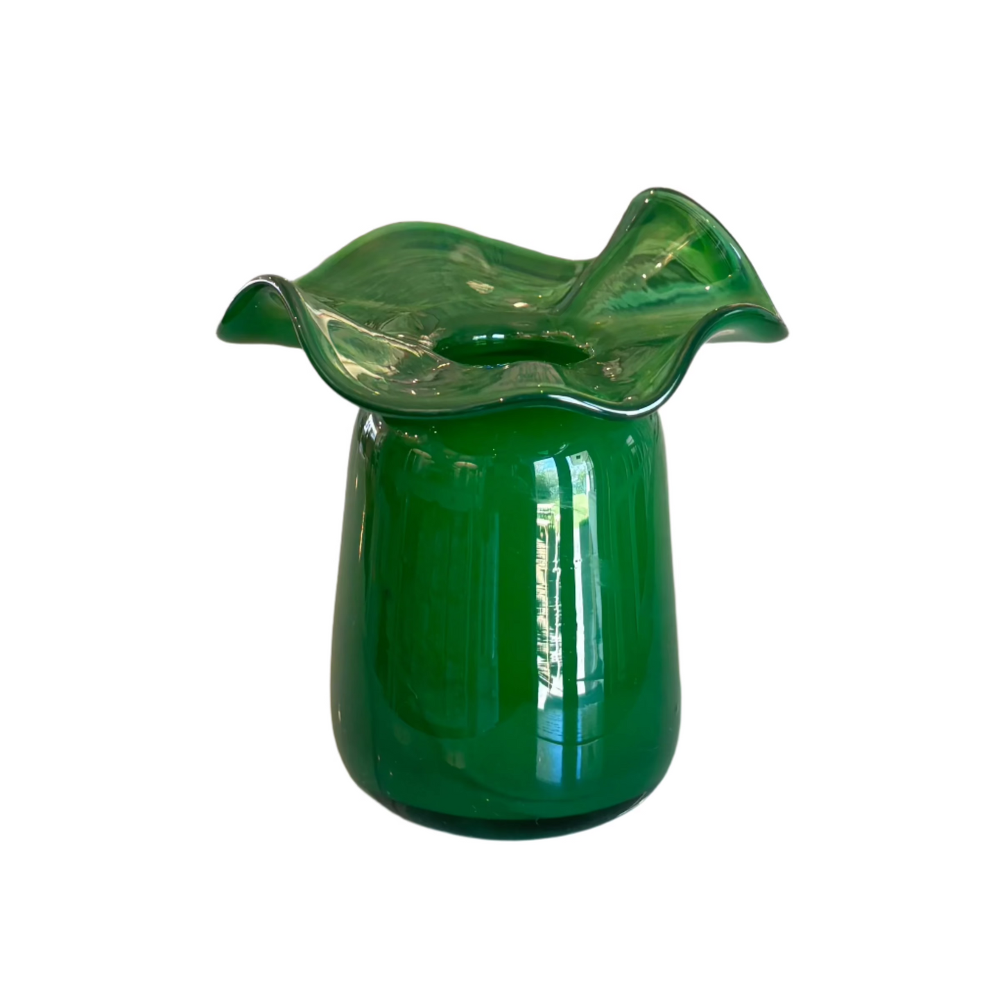 Ruffle Bud Vase in Dark Green