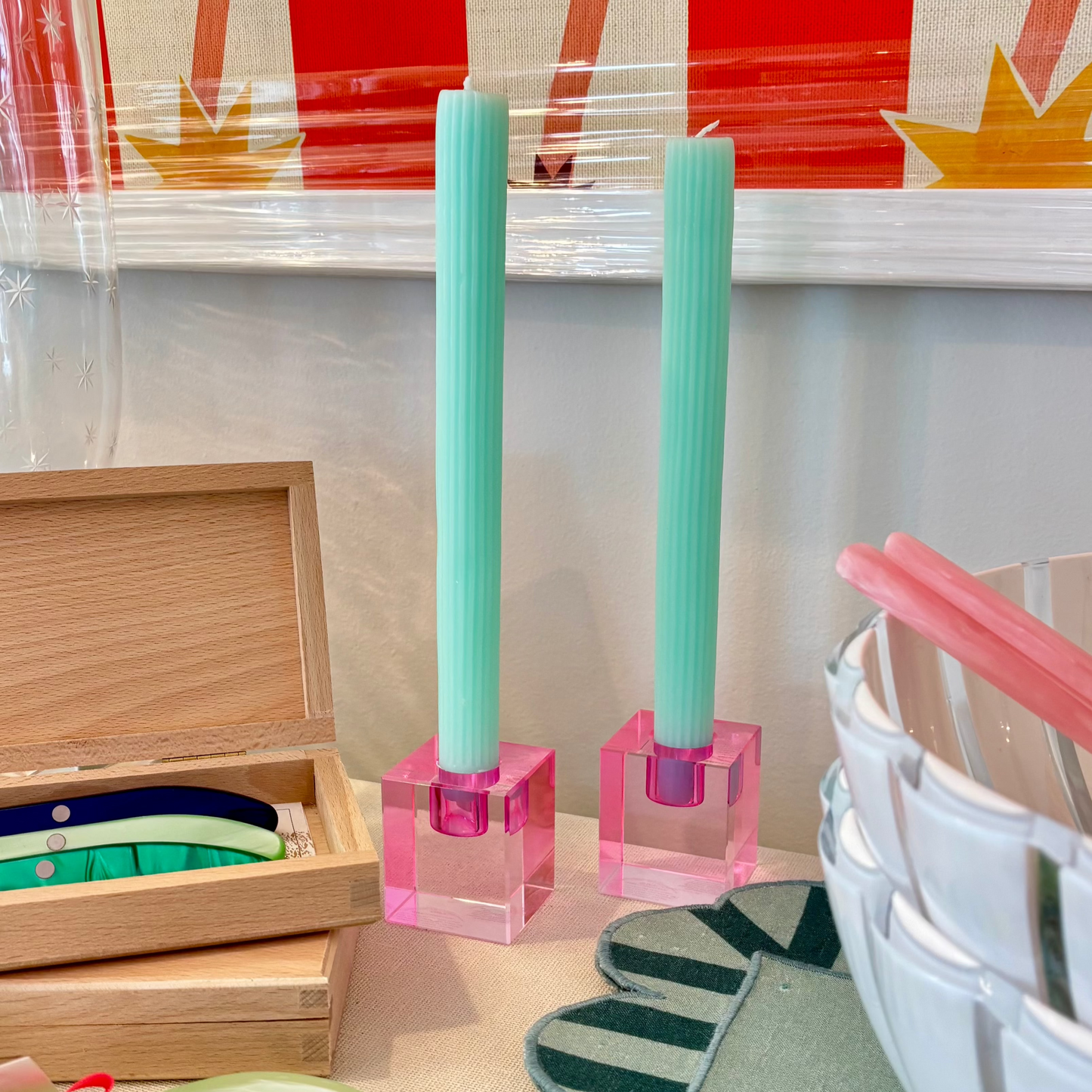 Cube Candle Holder in Pink