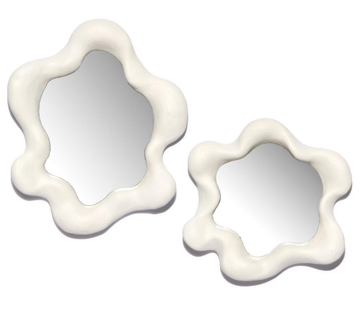 Wavy White Mirror Set
