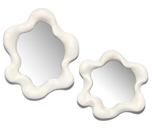 Wavy White Mirror Set