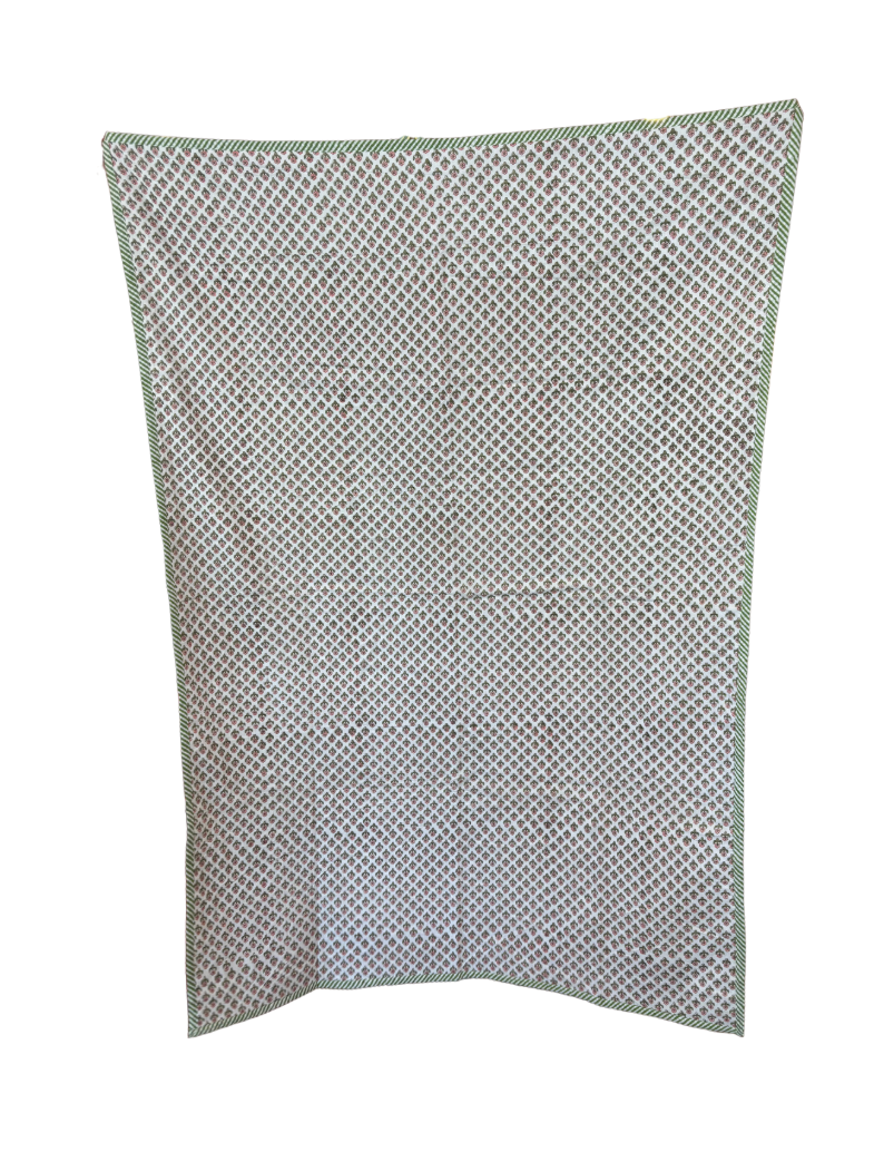 Reversible Floral Handblock Print Lightweight Blanket