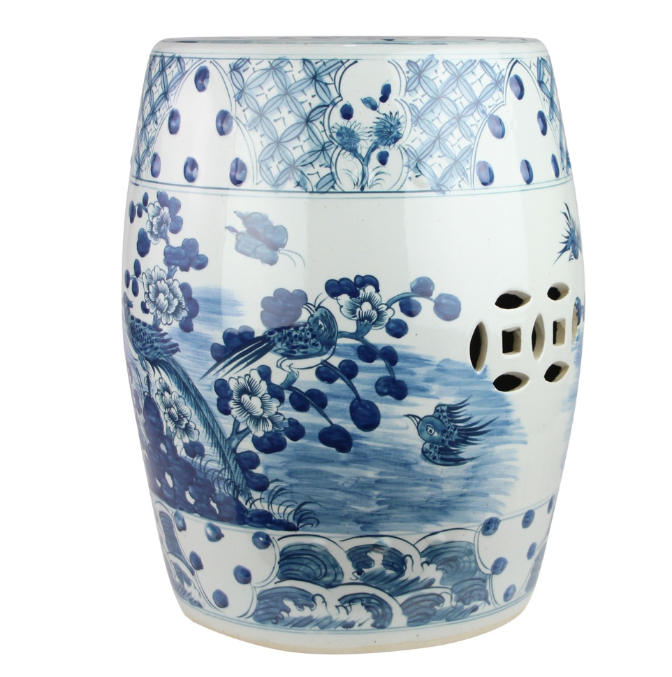 Village Flower Bird Garden Stool