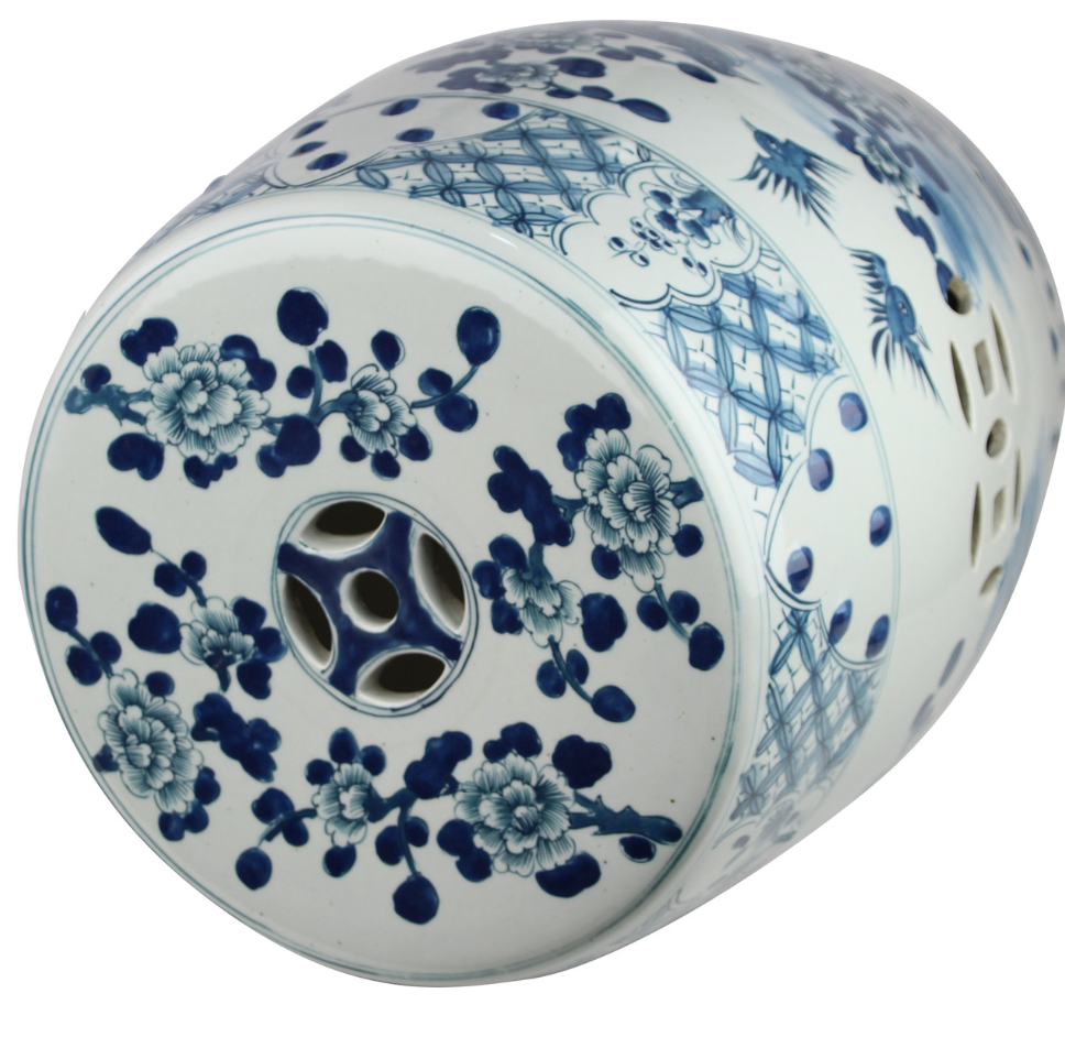 Village Flower Bird Garden Stool