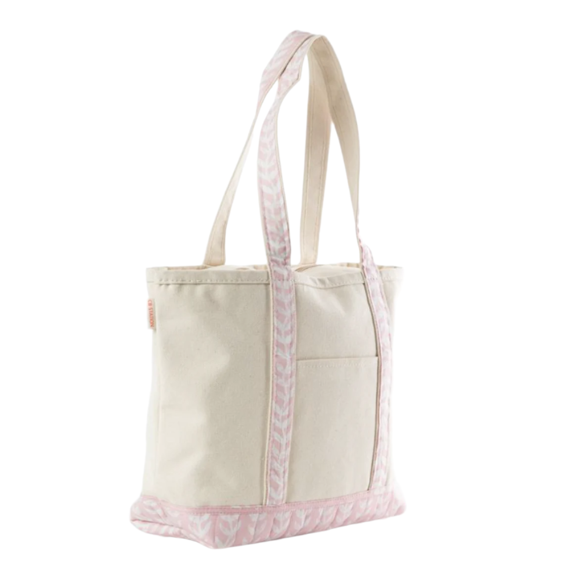 Pink Block Print Canvas Tote