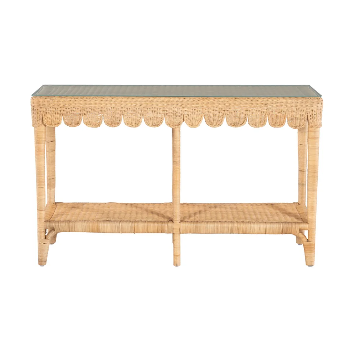 Bailey Scalloped Rattan Console Table