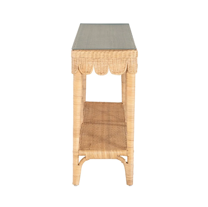 Bailey Scalloped Rattan Console Table