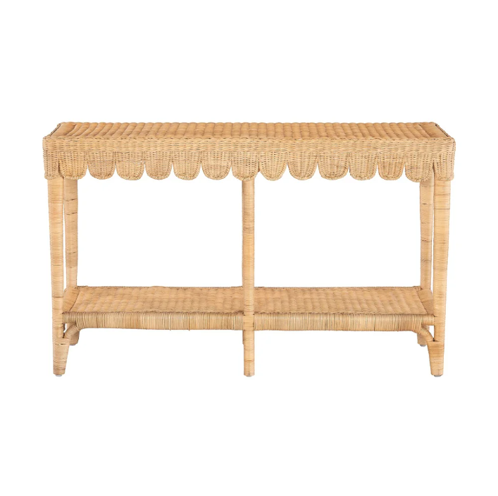 Bailey Scalloped Rattan Console Table