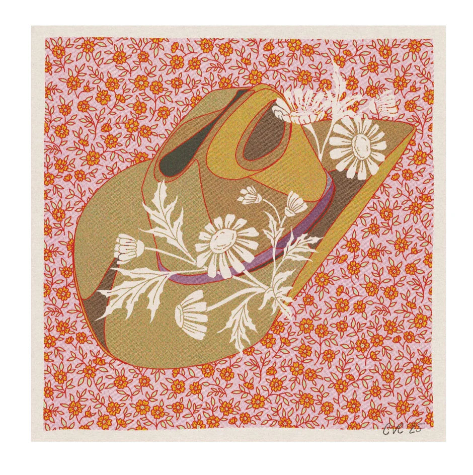 Pink & Brown Floral Cowboy Hat Framed Print