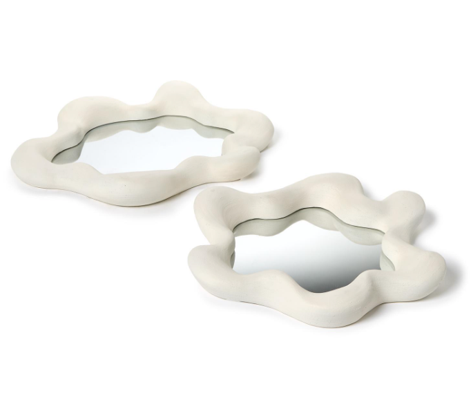 Wavy White Mirror Set