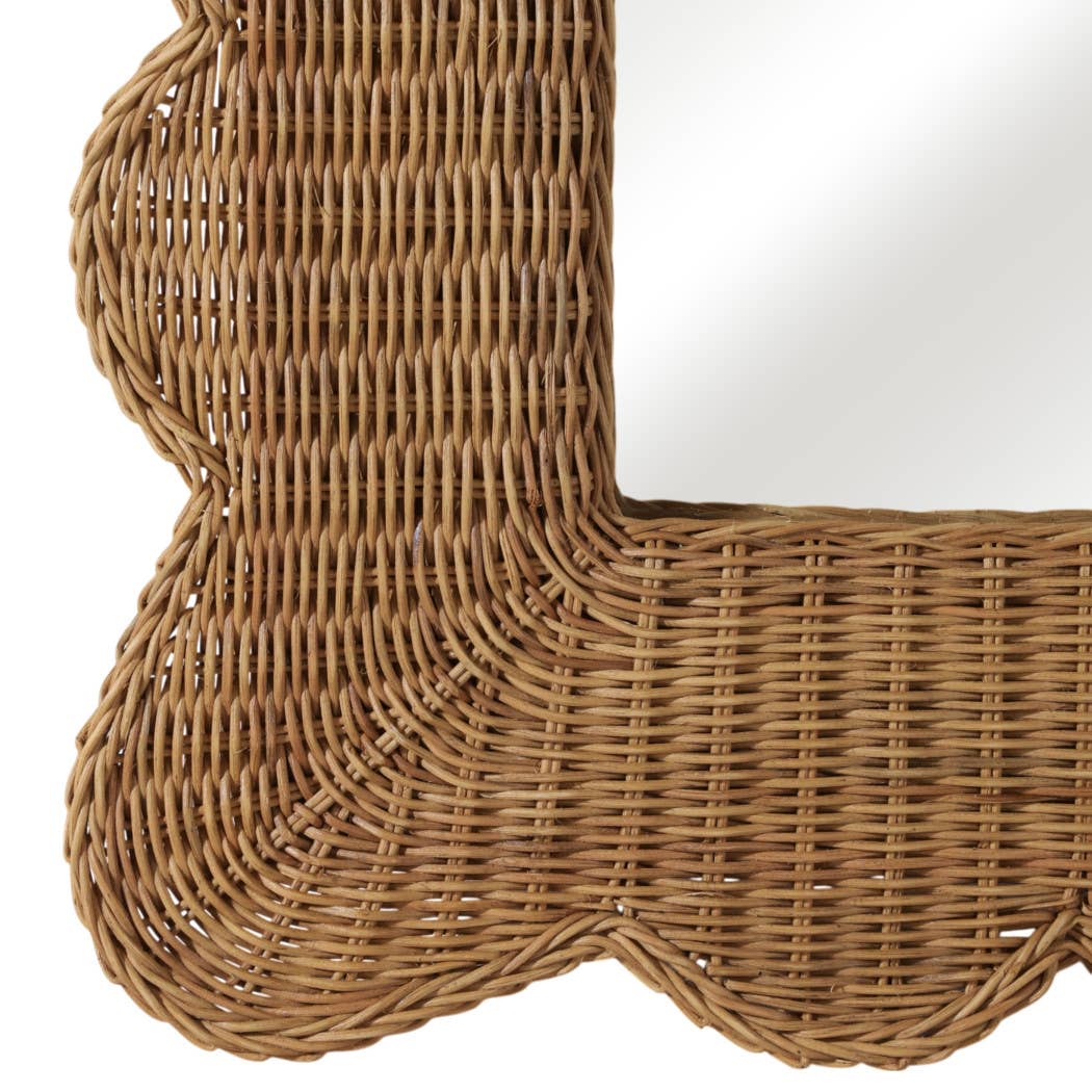 Wicker Scalloped Edge Mirror