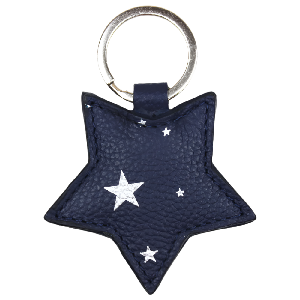 Navy and Silver Star Keyring