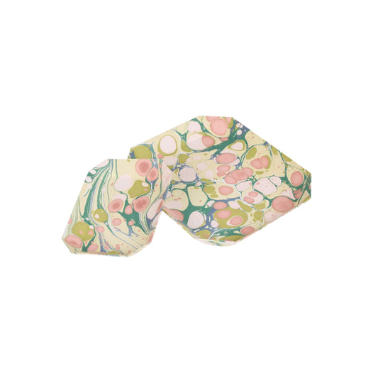 Small Marbled Octagonal Tray in Moss Bubble