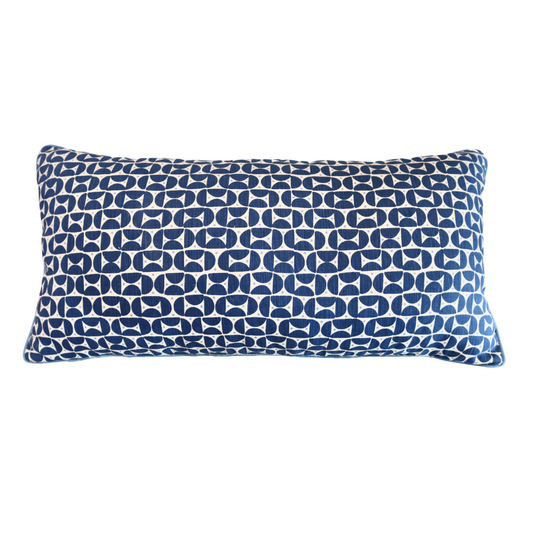 Navy Schumacher Geometric Lumbar Pillow