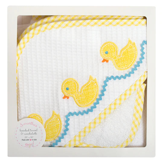 Yellow Duck Hooded Towel & Washcloth Set