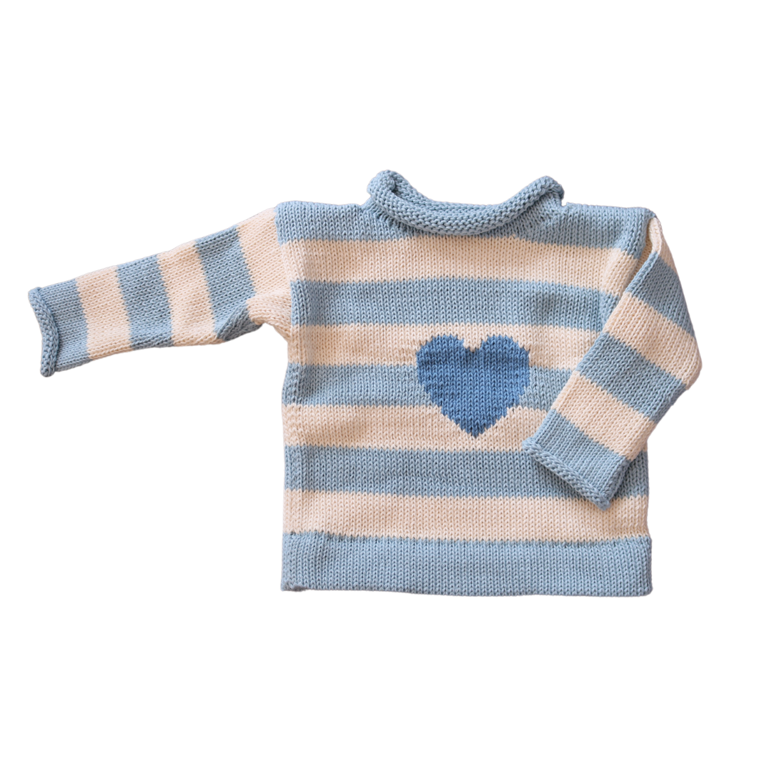 Blue Heart Cotton Striped Sweater
