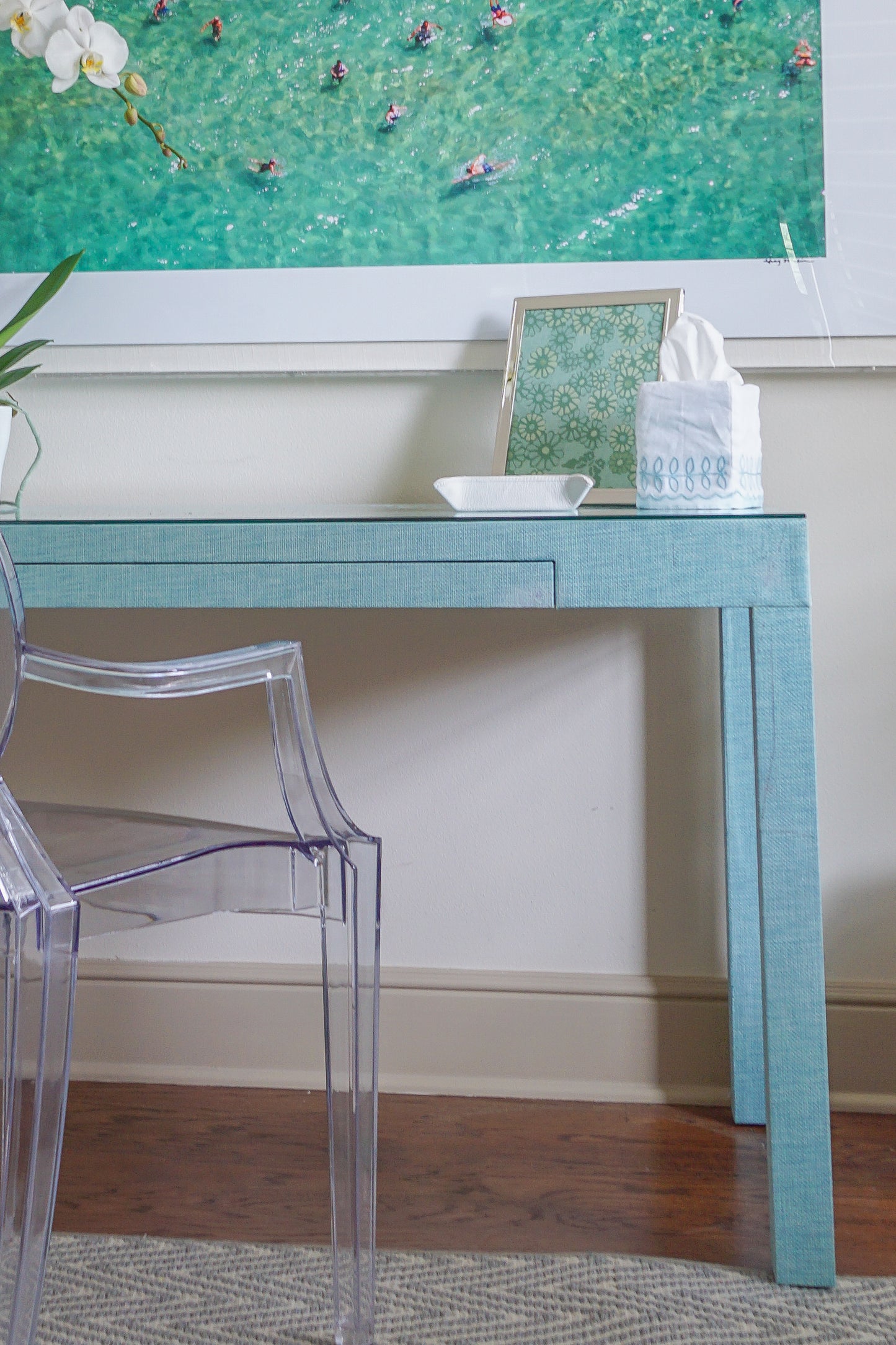 Custom Grasscloth Desk