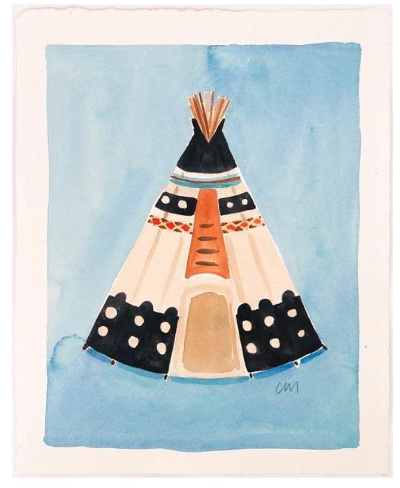 Original Teepee Paintings on Blue