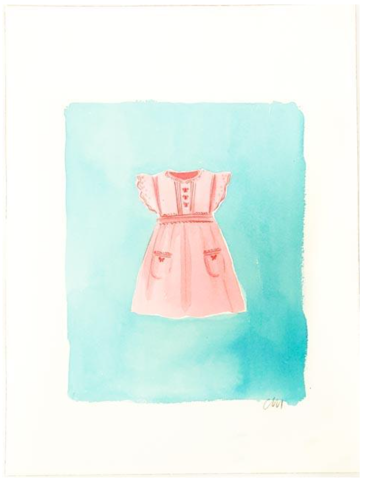Pink Dress Paintings on Blue