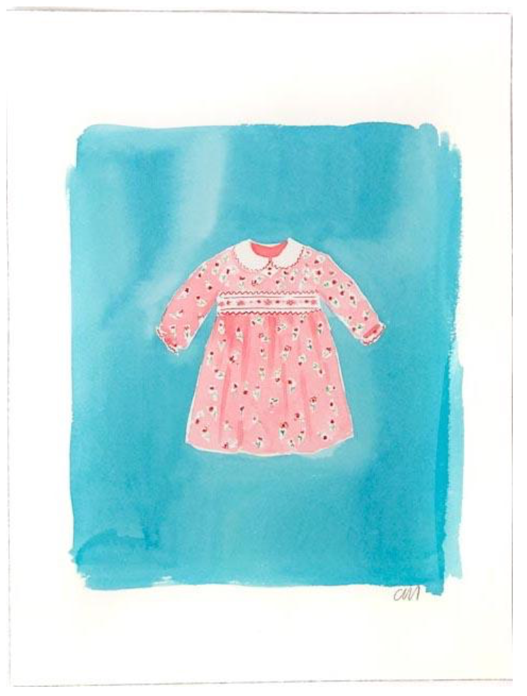 Pink Dress Paintings on Blue