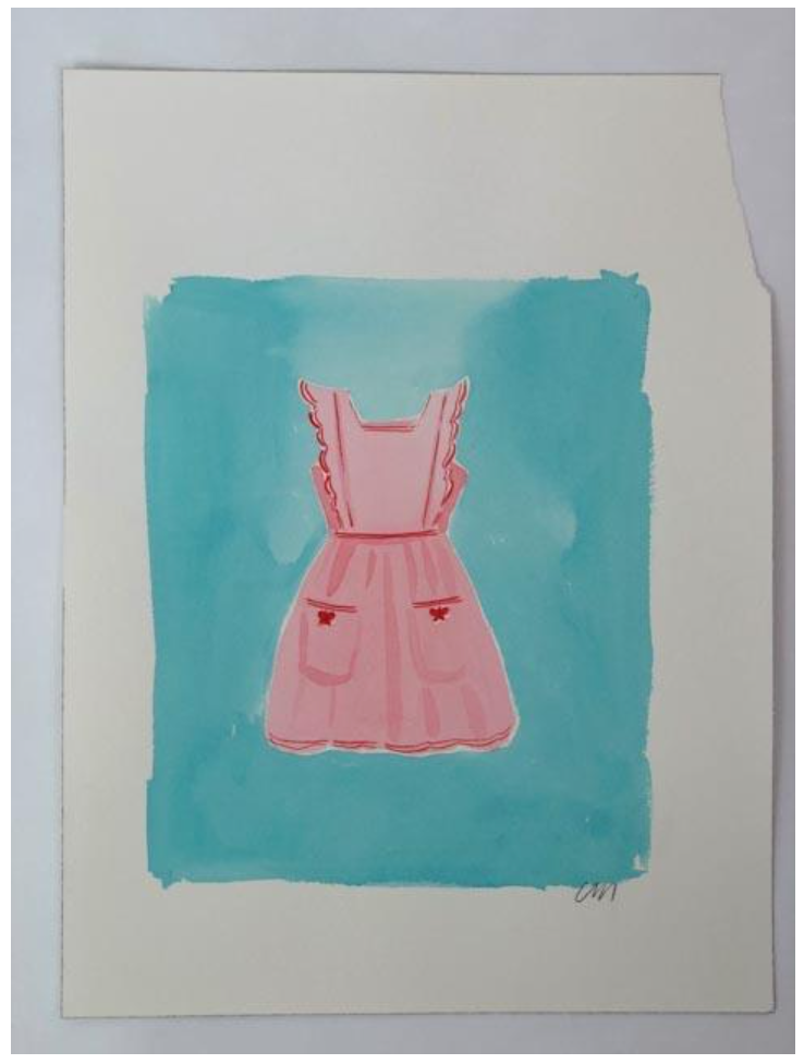 Pink Dress Paintings on Blue