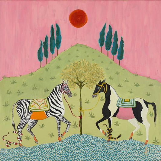 Zebra Horse and Tree Art
