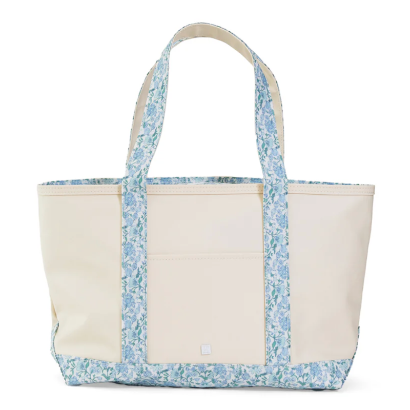 Coated Canvas Tote with Hamptons Floral Trim