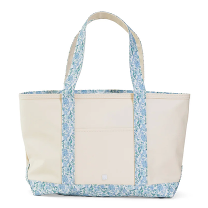 Coated Canvas Tote with Hamptons Floral Trim