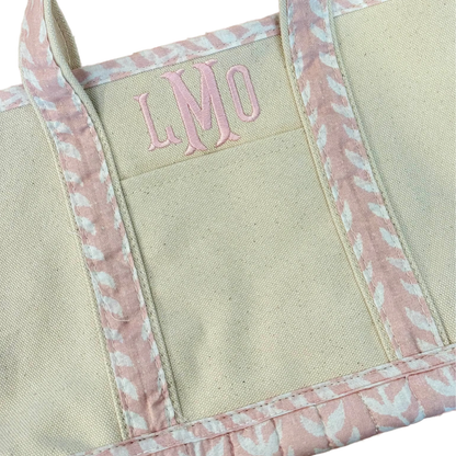 Pink Block Print Handy Open Tote