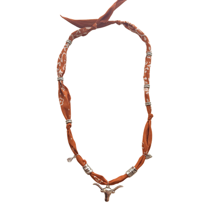 Burnt Orange Longhorn Luck Bandana Necklace