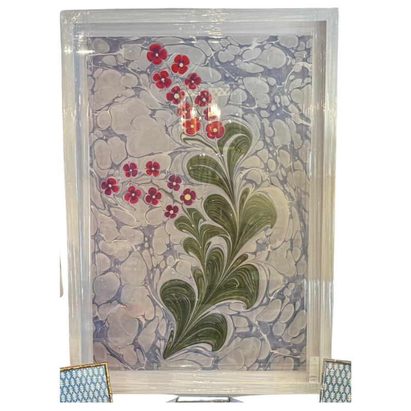 Marbled Flower Print in Blue