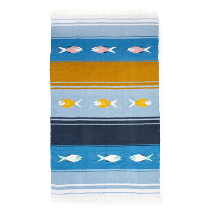 Blue Fish Picnic Blanket Roll