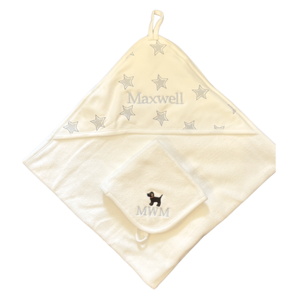 Blue Stars Hooded Towel Set